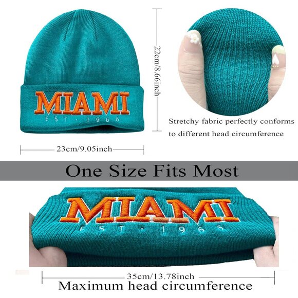 Women's Orange & Green Soft Knit Winter Hat For Cold Weather Beanie Toque Hat - Picture 2 of 5